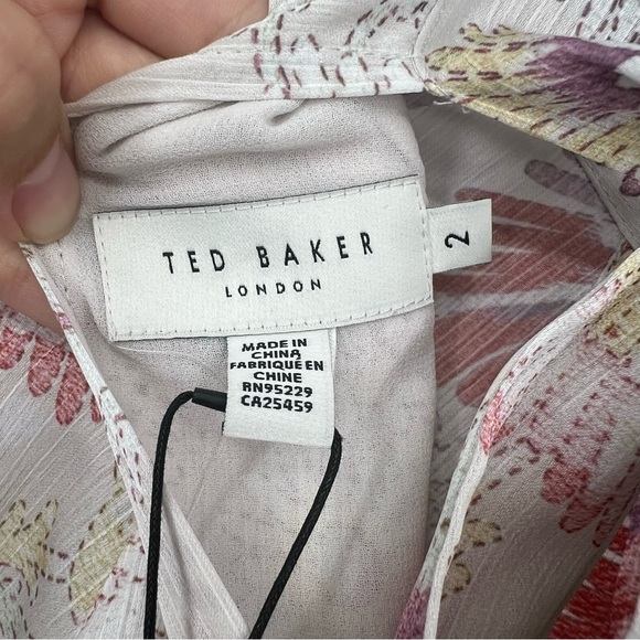Ted Baker Dinnaa Floral Print Mini Dress Ivory 2 - Picture 8 of 10